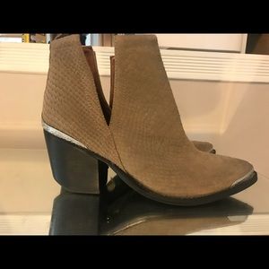 JEFFERY CAMPBELL SUEDE SNAKE PRINT BOOTS